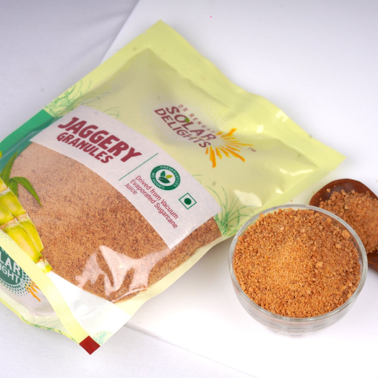 Dr. Renga’s Solar Delights – Vacuum Evaporated Jaggery -400 g | Natural & Nutrient-Rich Sweetener