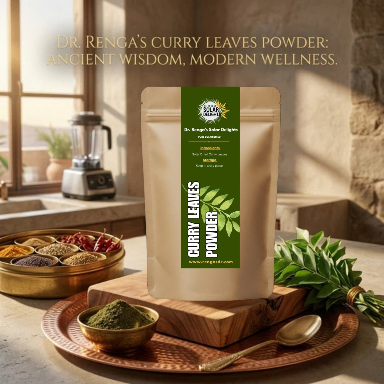 Curry Leaves Powder │100g - Dr. Renga's Solar Delights