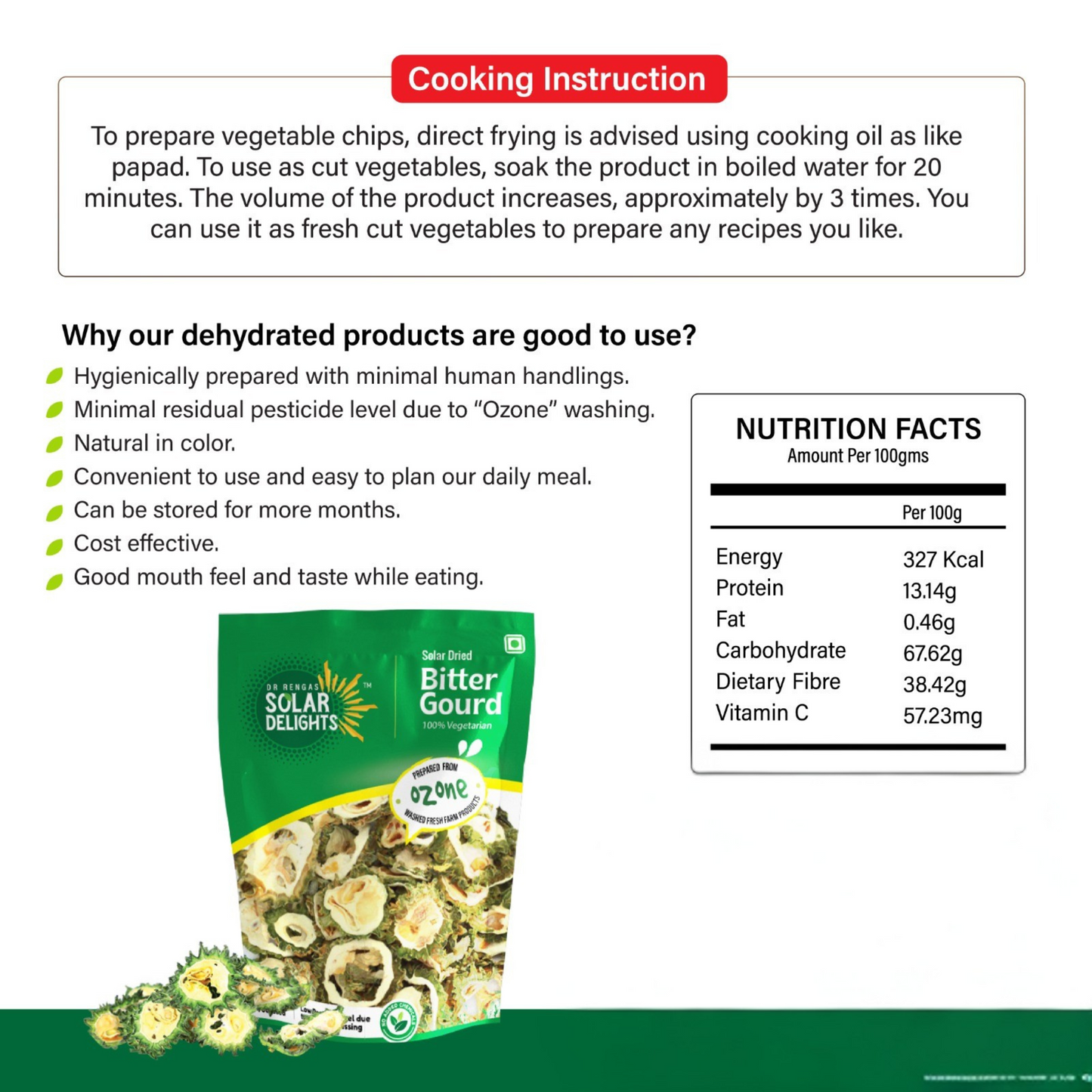 Nutritional facts chart highlighting vitamins and minerals
