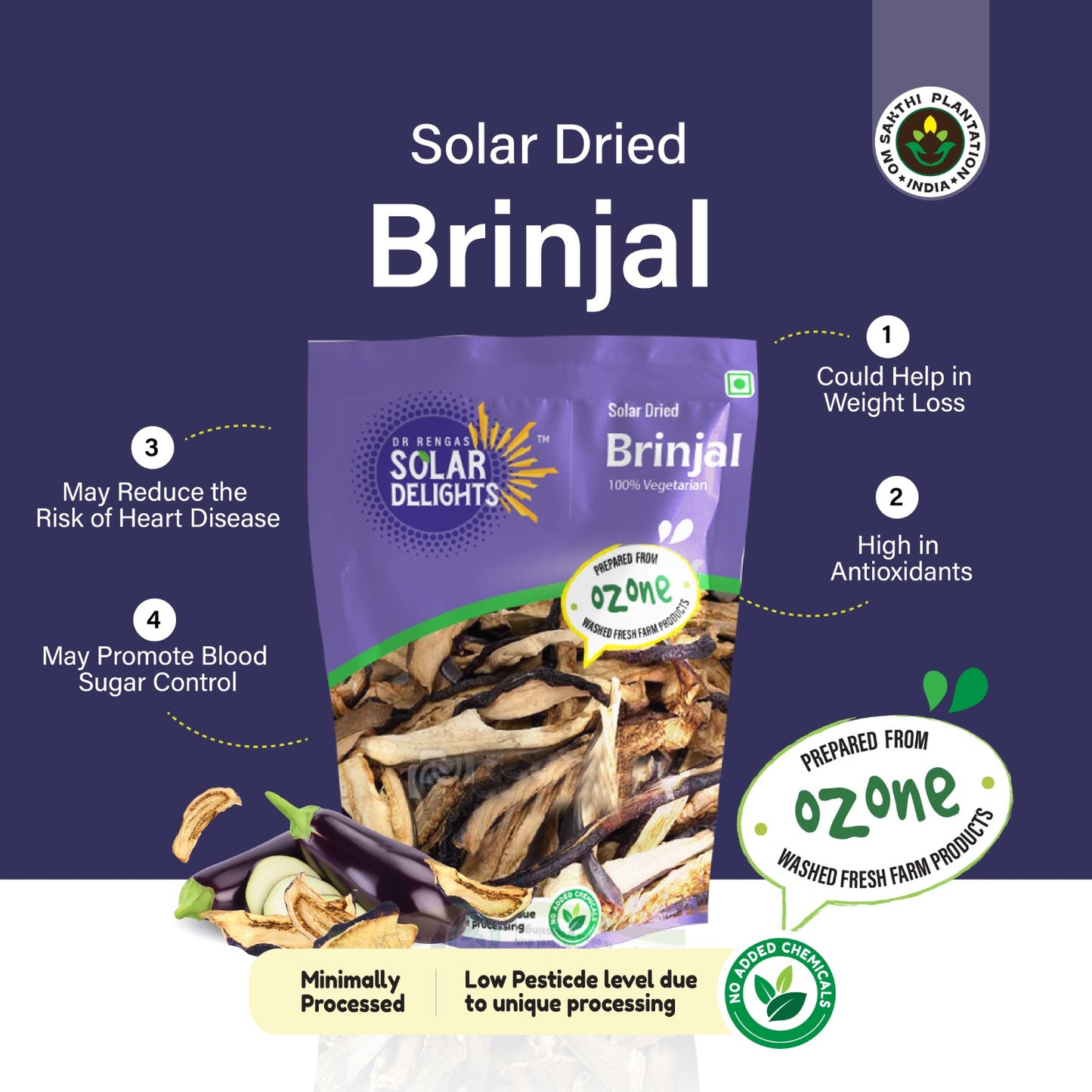 Product benefits section with antioxidant and fiber highlights