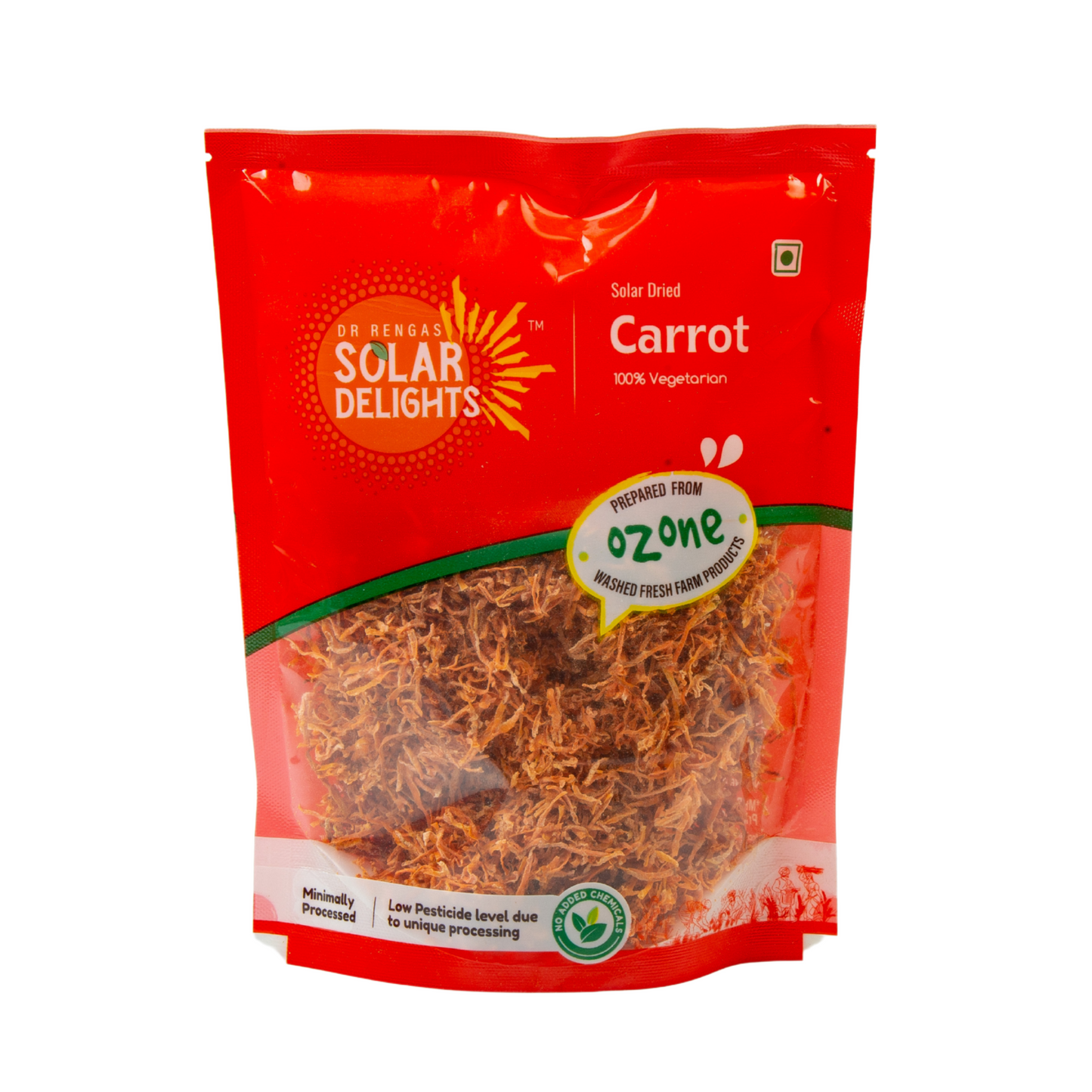 Dr. Renga’s Solar Delights – Solar Dried Carrot (Grated) -100g| Nutrient-Rich & Natural