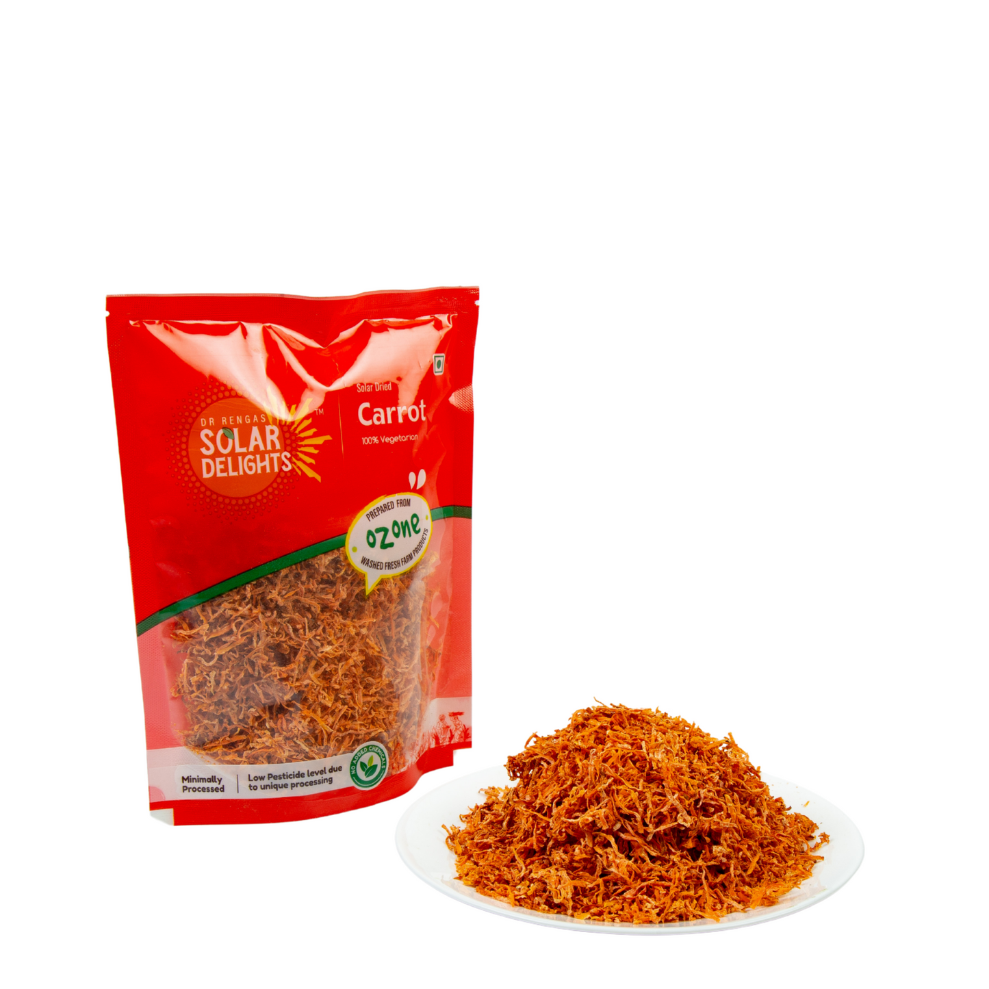 Dr. Renga’s Solar Delights – Solar Dried Carrot (Grated) -100g| Nutrient-Rich & Natural