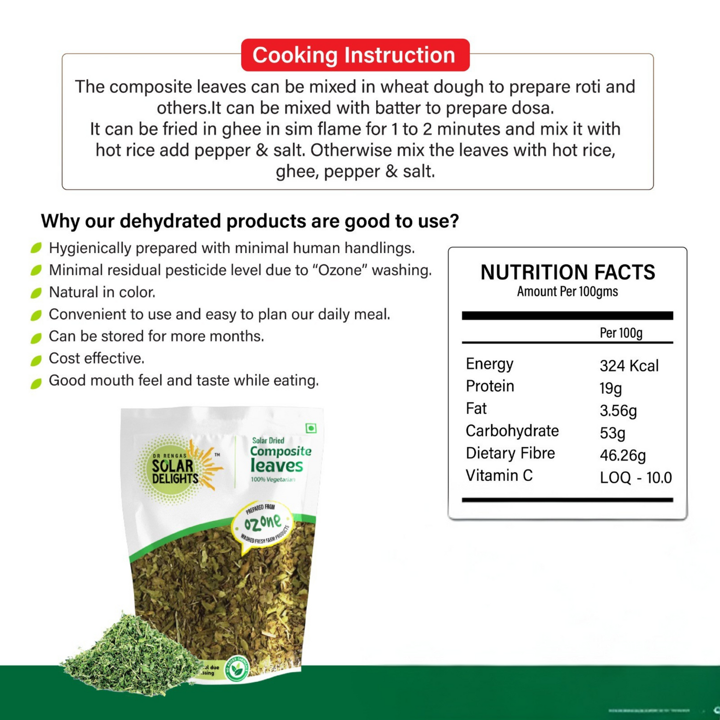 Nutritional information panel highlighting key vitamins