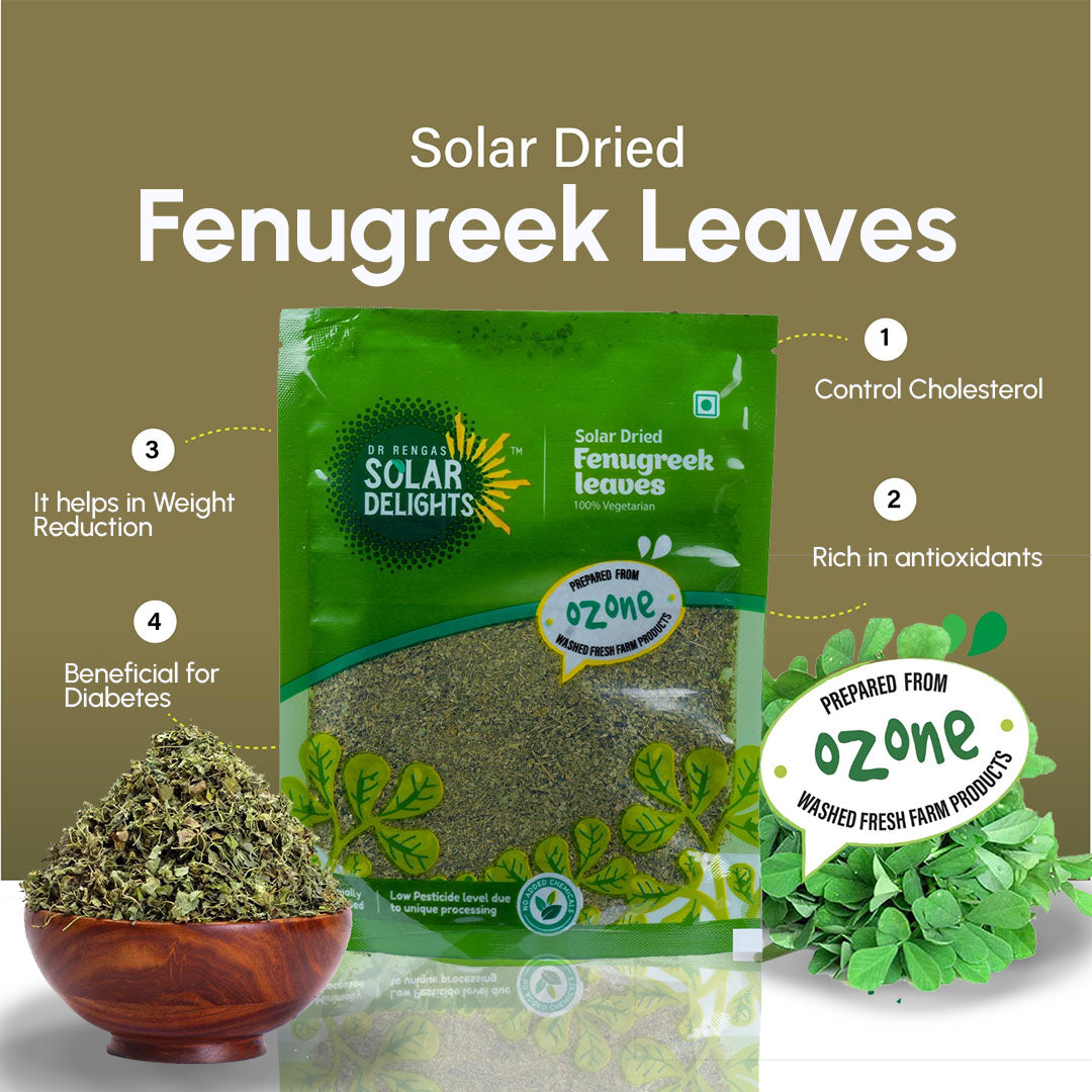 Dr. Renga’s Solar Delights – Solar Dried Fenugreek Leaves-100 g | Natural & Nutrient-Rich Herb