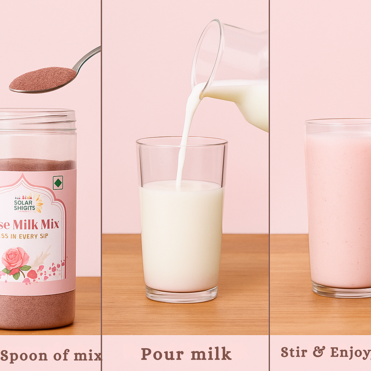 Rose milk instant powder – natural rose milk mix for quick, flavorful beverages.