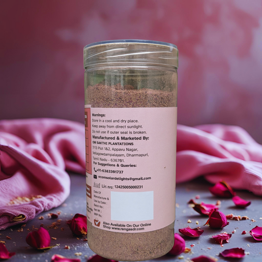 Back label showing pure ingredients and storage guidelines