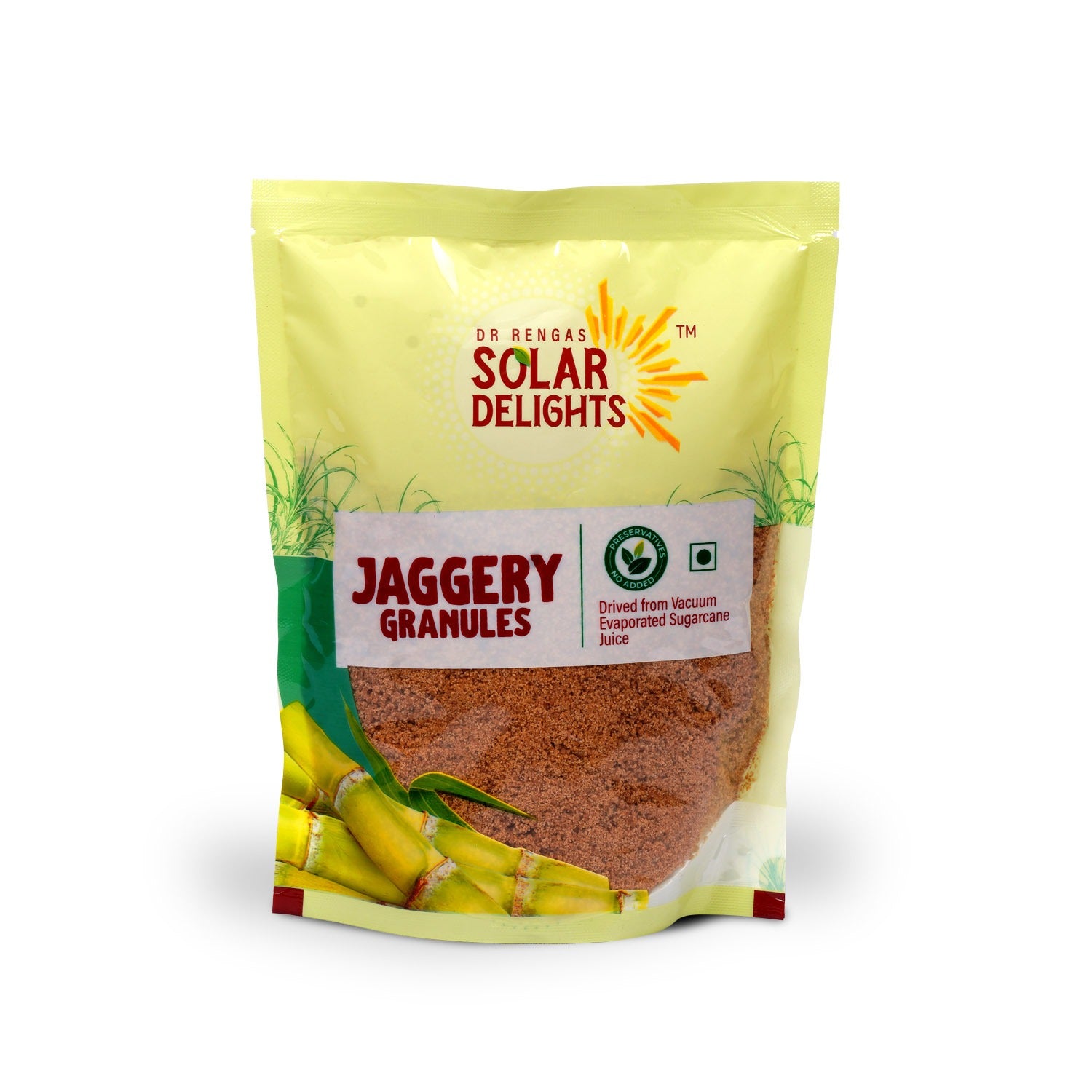 Front packaging showcasing pure, naturally dried sweetener