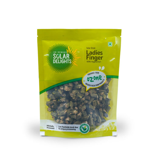 Close-up of dried vegetable pieces in eco-friendly packaging