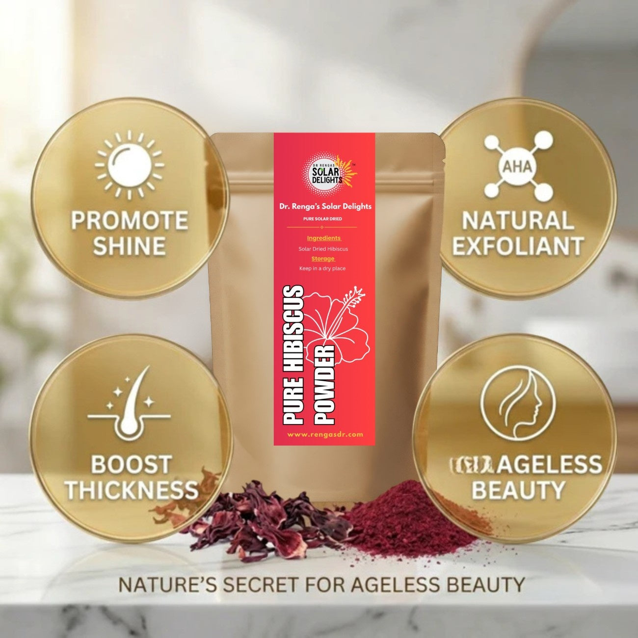 Hibiscus Powder│50g - Dr. Renga's Solar Delights