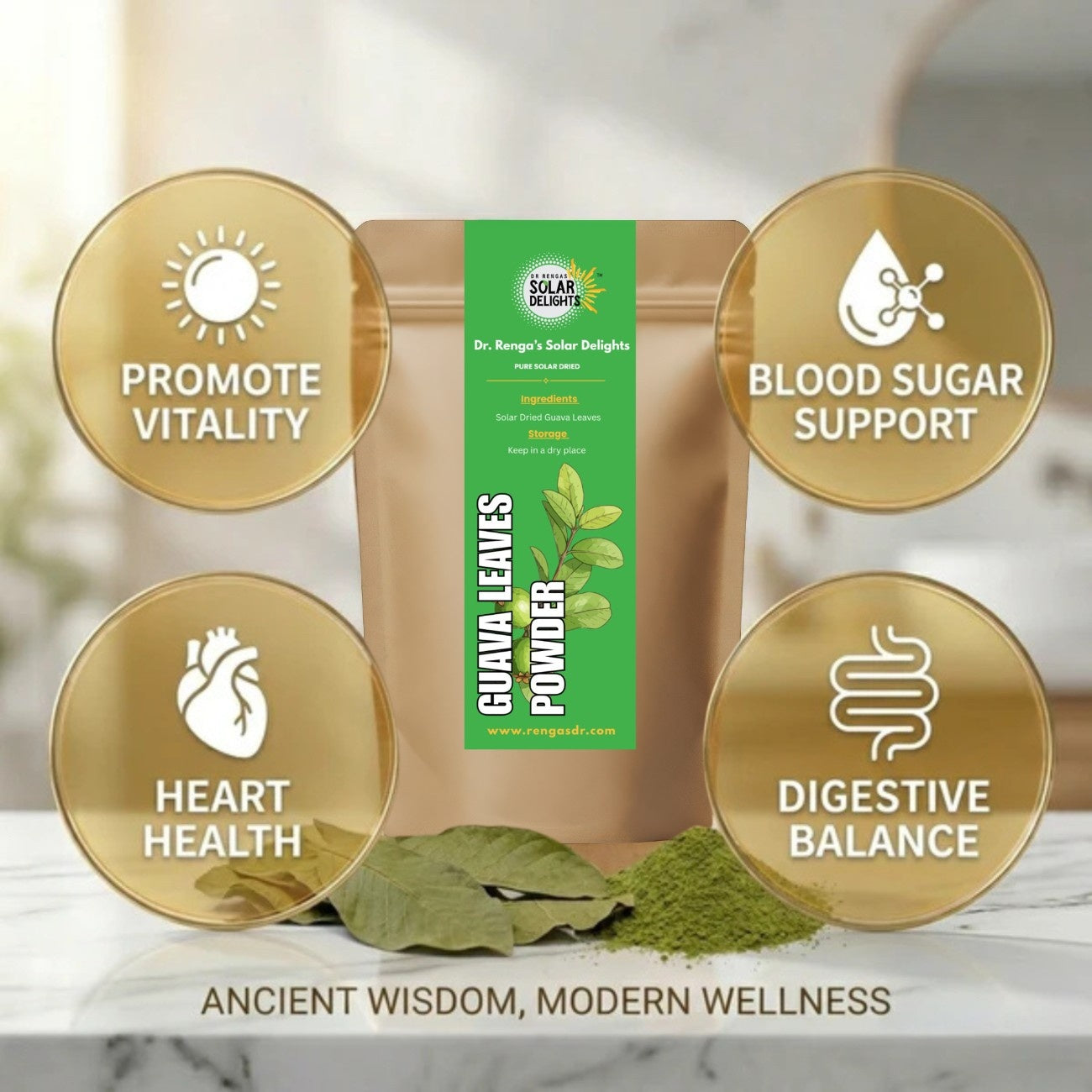 Guava Leaves Powder │100g - Dr. Renga's Solar Delights