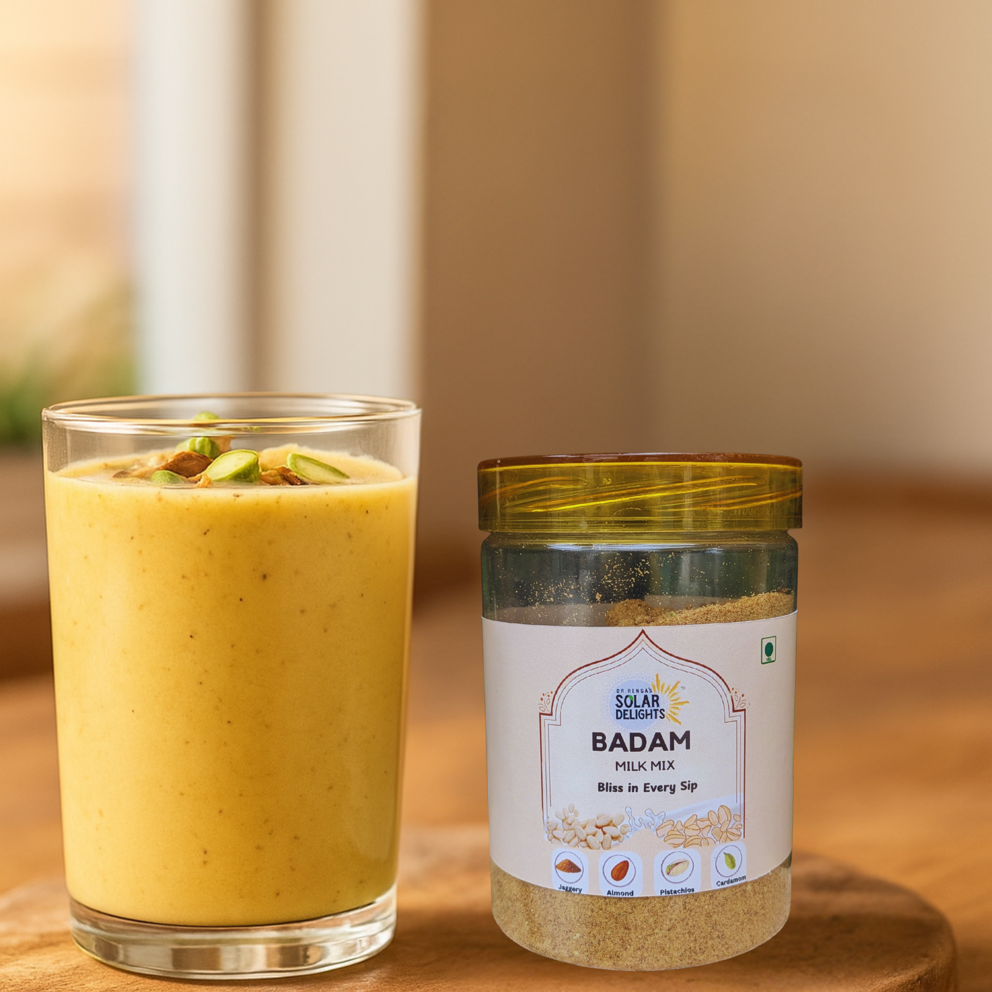 Badam pista milk powder – premium almond and pistachio milk drink mix for health and taste.