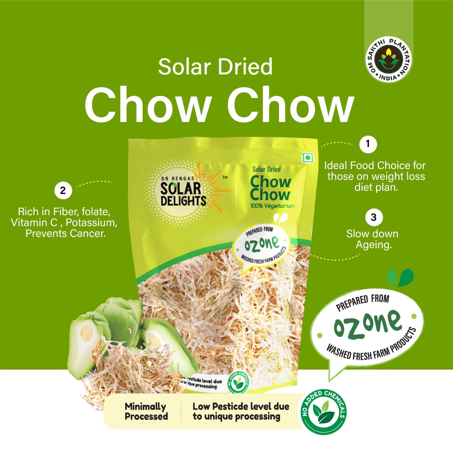 Chow chow squash – dehydrated vegetables ready for soups, stews, and healthy recipes.