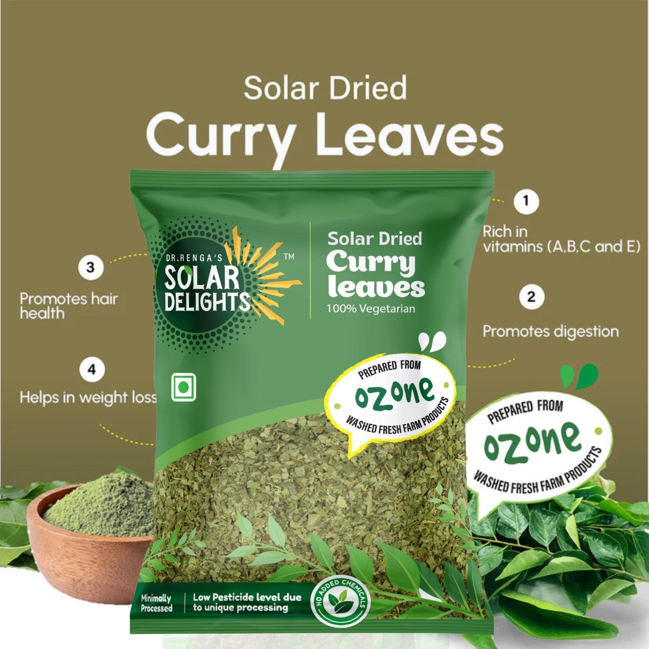 Naturally processed curry leaves dry for kitchen use