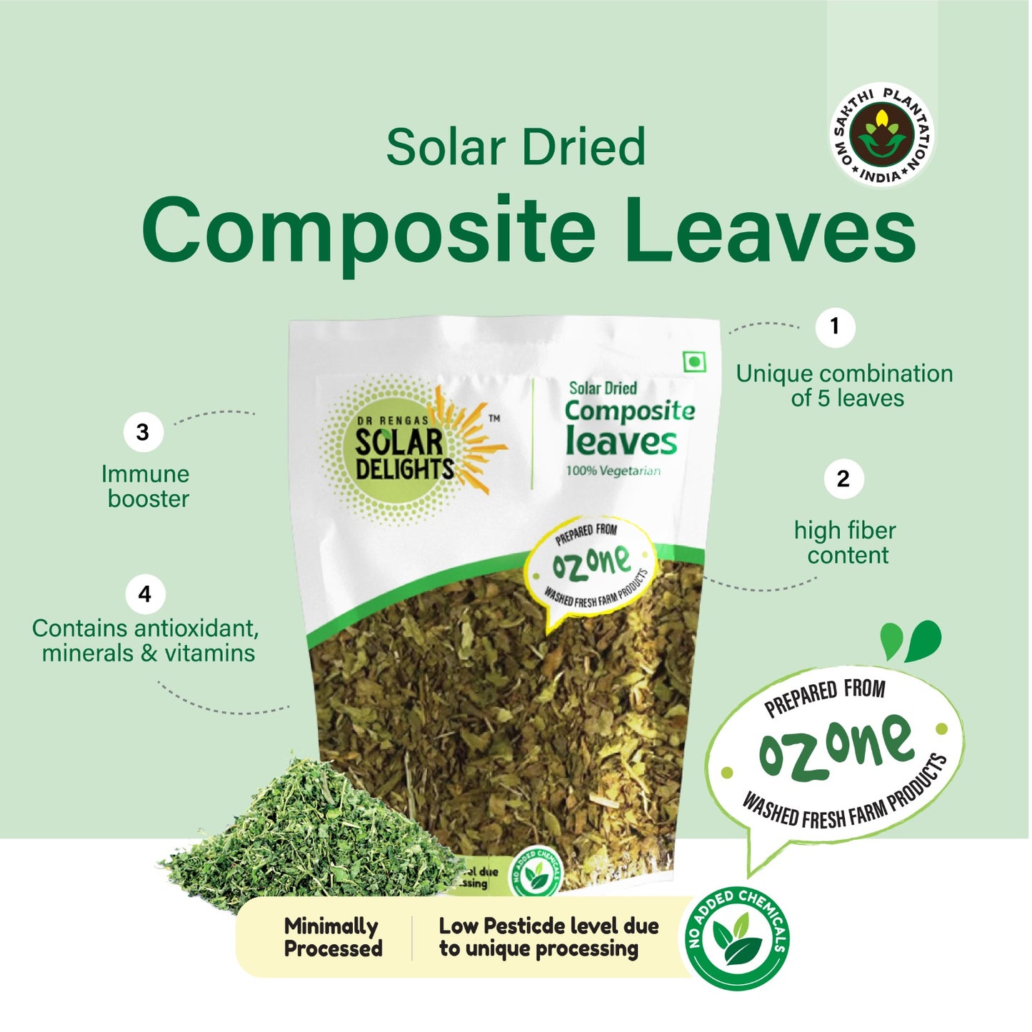Curry leaves powder – finely ground curry leaf powder from solar dried curry leaves.
