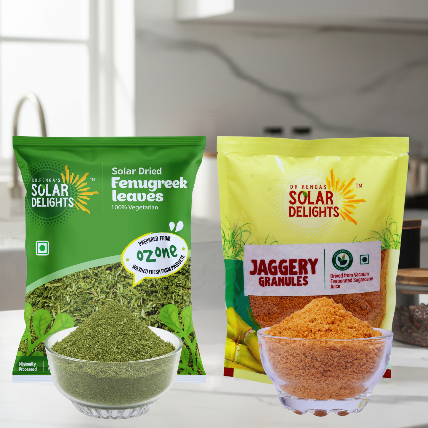 Daily wellness routine essentials - Healthy Lifestyle Pack with natural jaggery, solar-dried bittergourd, fenugreek, and coriander - traditional health-promoting ingredients for modern healthy living