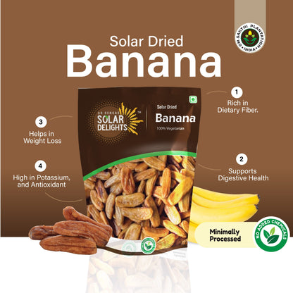 Solar dried dehydrated bananas – nutritious dried banana slices rich in fiber and potassium.