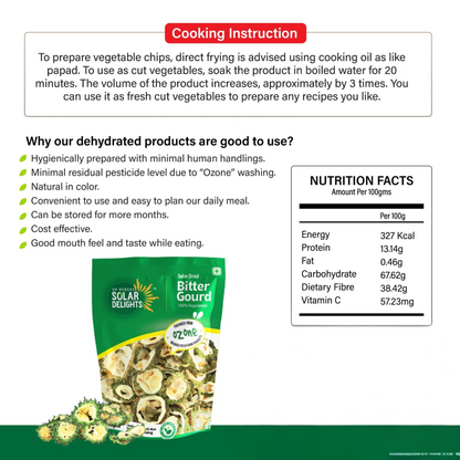 Dehydrated bitter gourd veggies – natural solar dried vegetables with authentic bitter melon flavor.