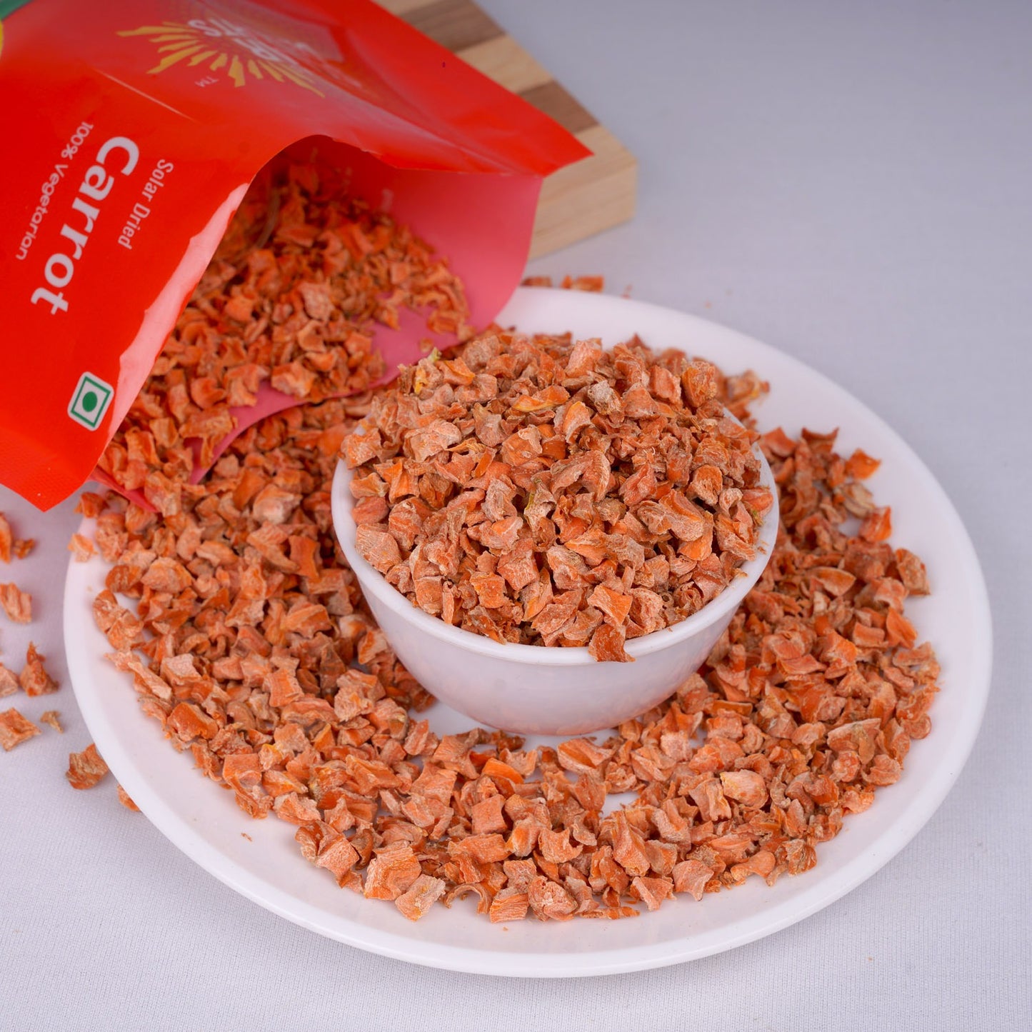 Dehydrated carrot – natural grated carrot flakes for cooking, baking, and healthy recipes.