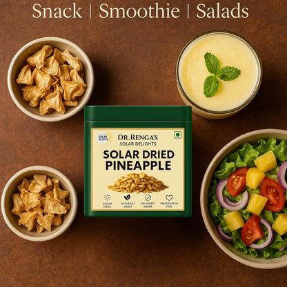 Dry pineapple pieces – premium dry fruits made from solar-dried pineapples, naturally sweet and fiber-rich.