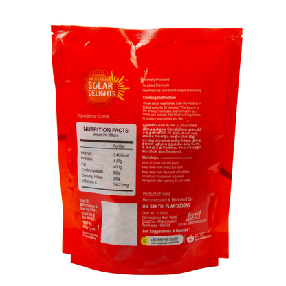 Dr. Renga’s Solar Delights – Solar Dried Carrot (Grated) -100g| Nutrient-Rich & Natural