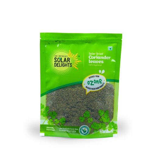 Front view of premium dried coriander leaves packaging