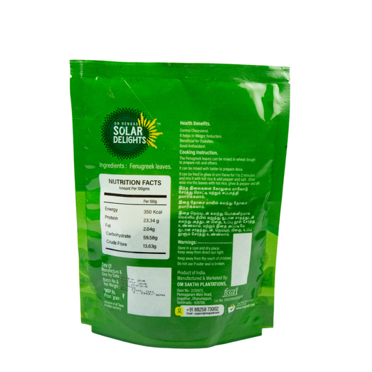 Dr. Renga’s Solar Delights – Solar Dried Fenugreek Leaves-100 g | Natural & Nutrient-Rich Herb