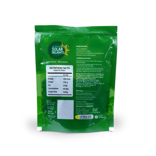 Back label displaying ingredients and storage instructions