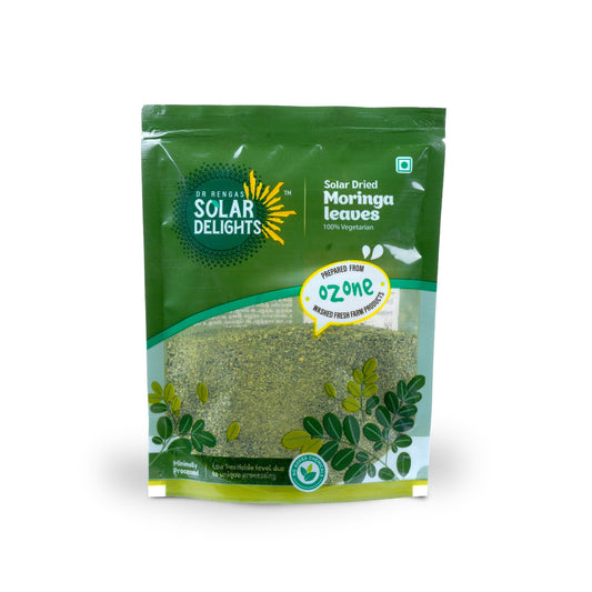 Front view of premium moringa leaves packaging