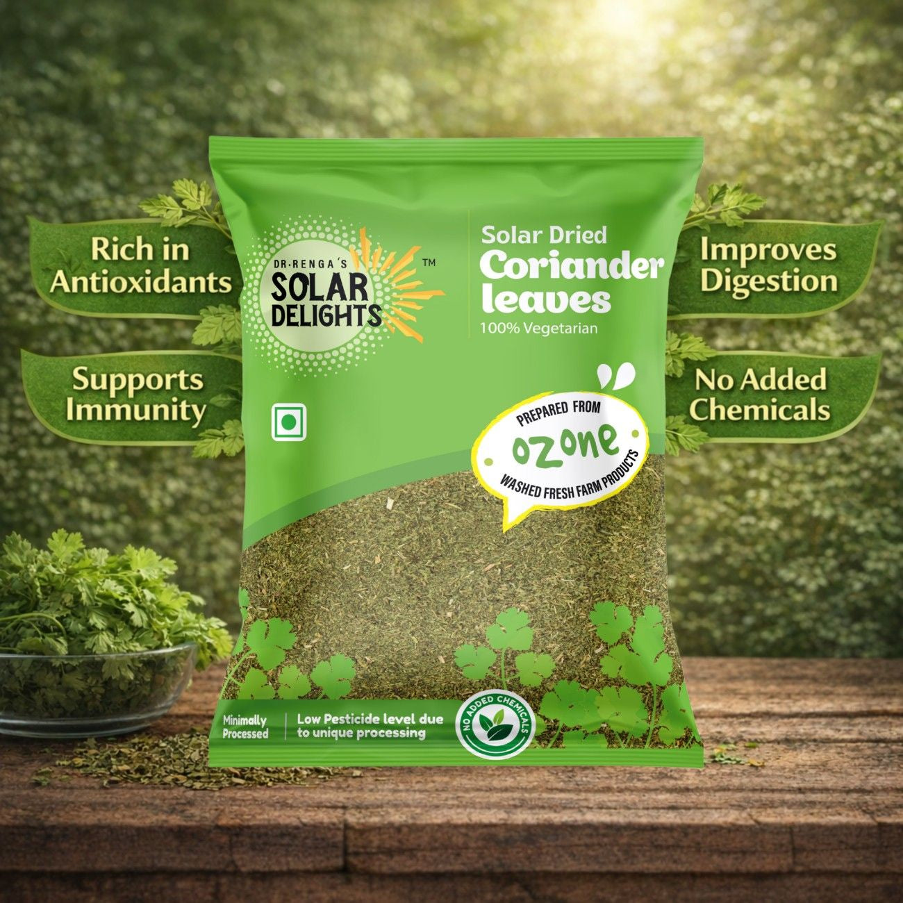 Premium dried coriander leaf ready for recipes