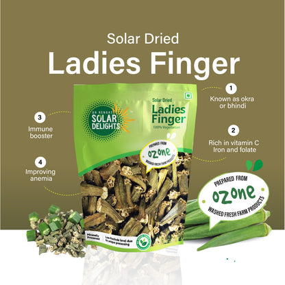 Dried lady finger chips – natural dehydrated vegetables made from solar dried okra slices.