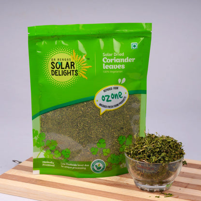 Dry coriander leaves – solar dried coriander leaves rich in aroma and nutrients.