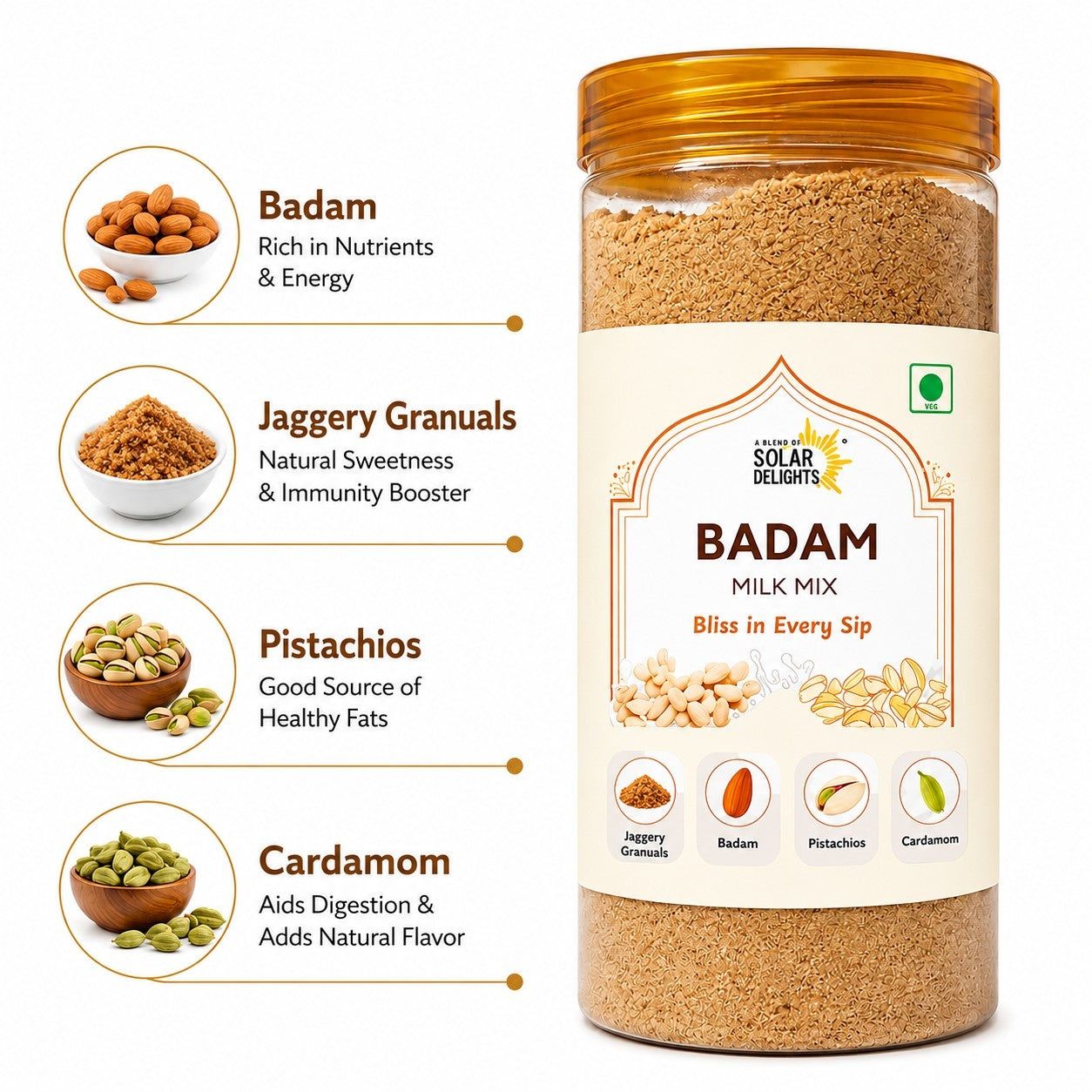 Chemical-free Badam Milk Mix made without white sugar or artificial flavors