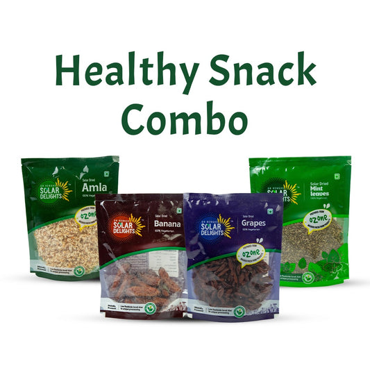 Assorted dried fruit and leaf blend combo highlighting chemical-free and organic preparation