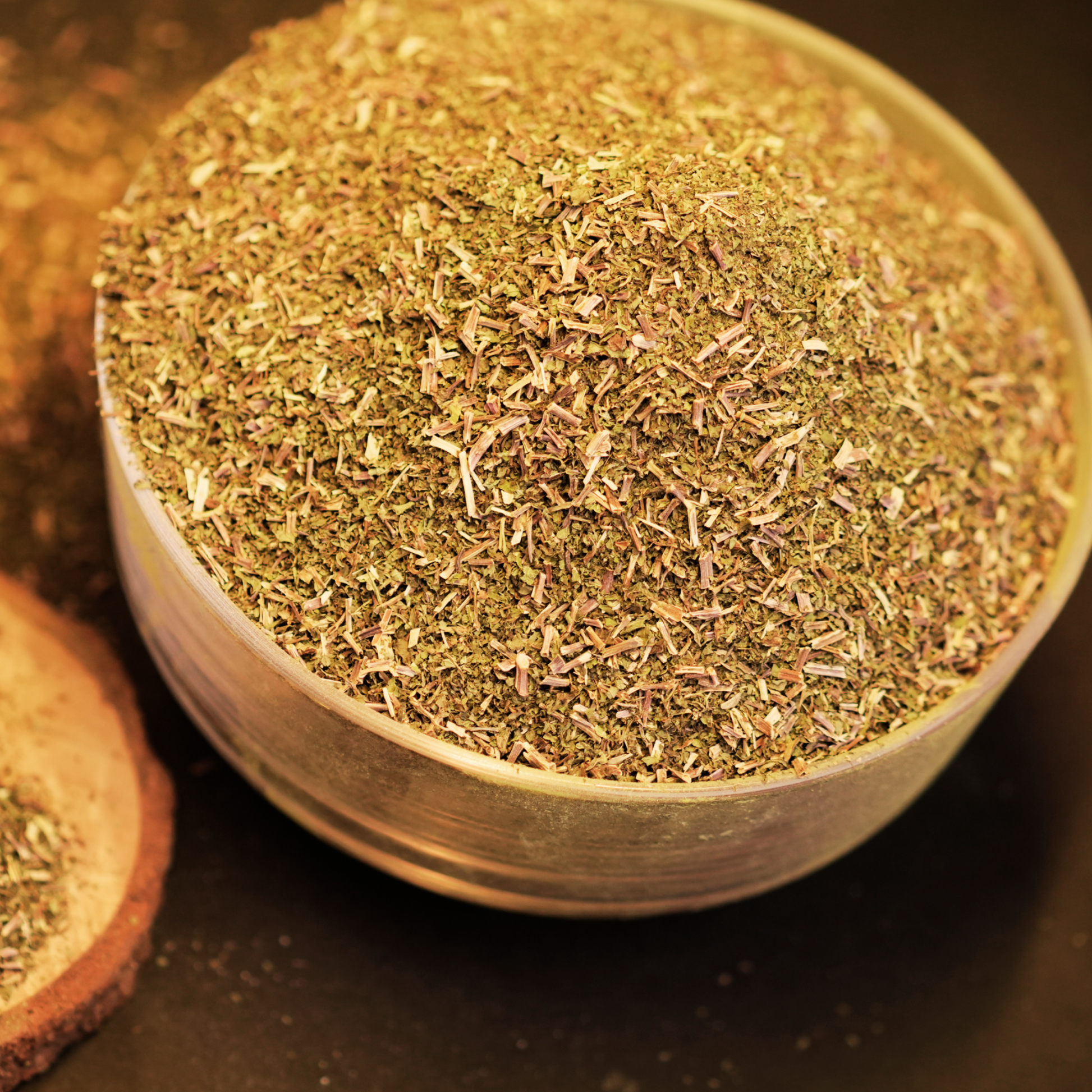 Close-up of solar dried mint leaves showing vibrant green colour and fresh texture