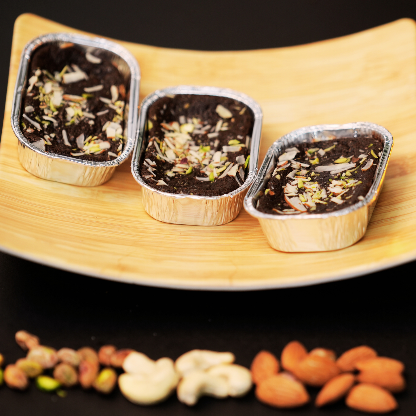 Close-up of mixed nuts brownie with cashews, almonds and walnuts – no white sugar by Dr. Renga's