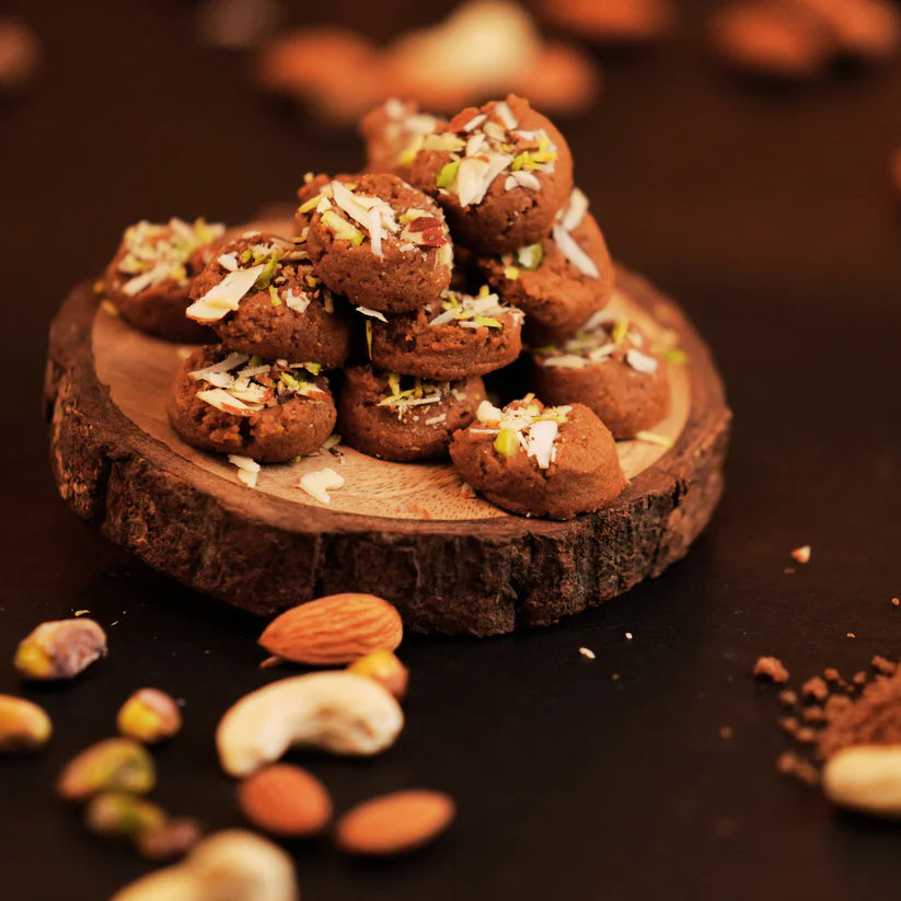 Premium mixed nuts, dark cocoa and jaggery – clean ingredients in Dr. Renga's mixed nuts cookies