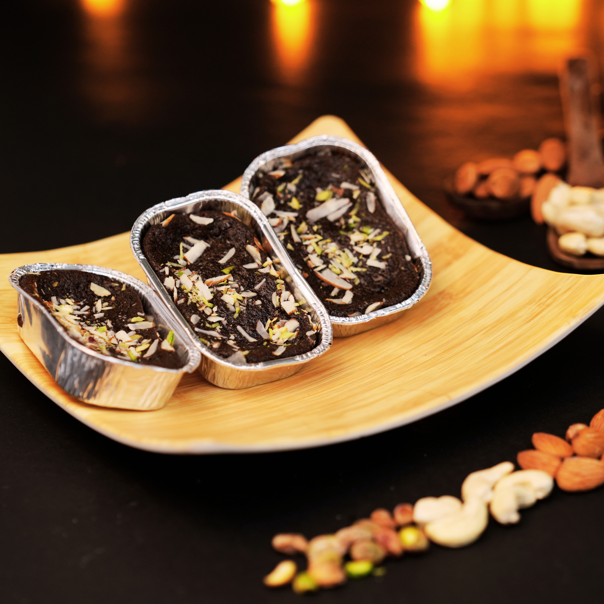 Premium mixed nuts, dark cocoa and jaggery – clean ingredients in Dr. Renga's mixed nuts brownie