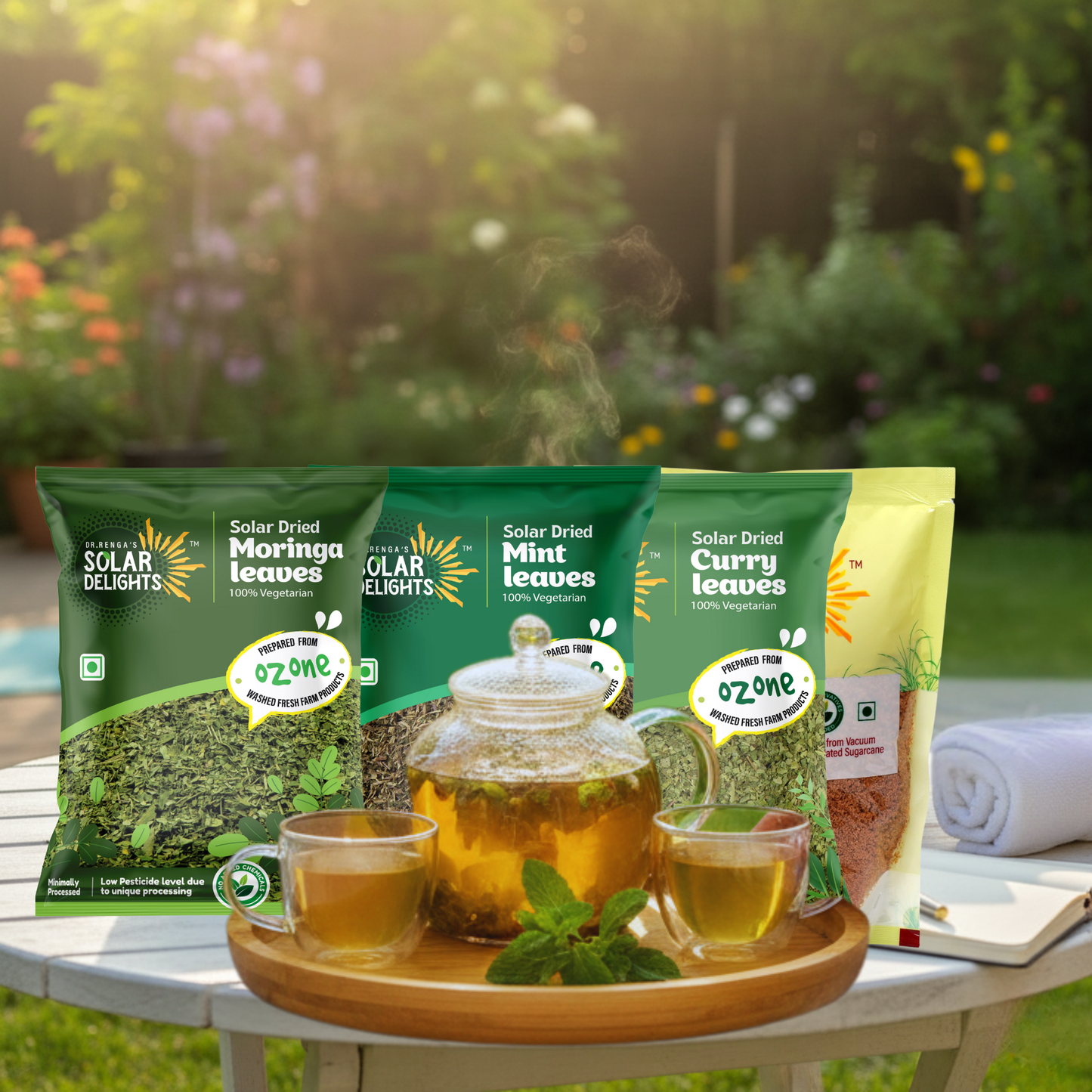 Natural energy boost Herbal Energy Combo with superfood moringa leaves, solar-dried mint for digestion, curry leaves for nutrients, and jaggery for stamina - chemical-free alternative to energy drinks