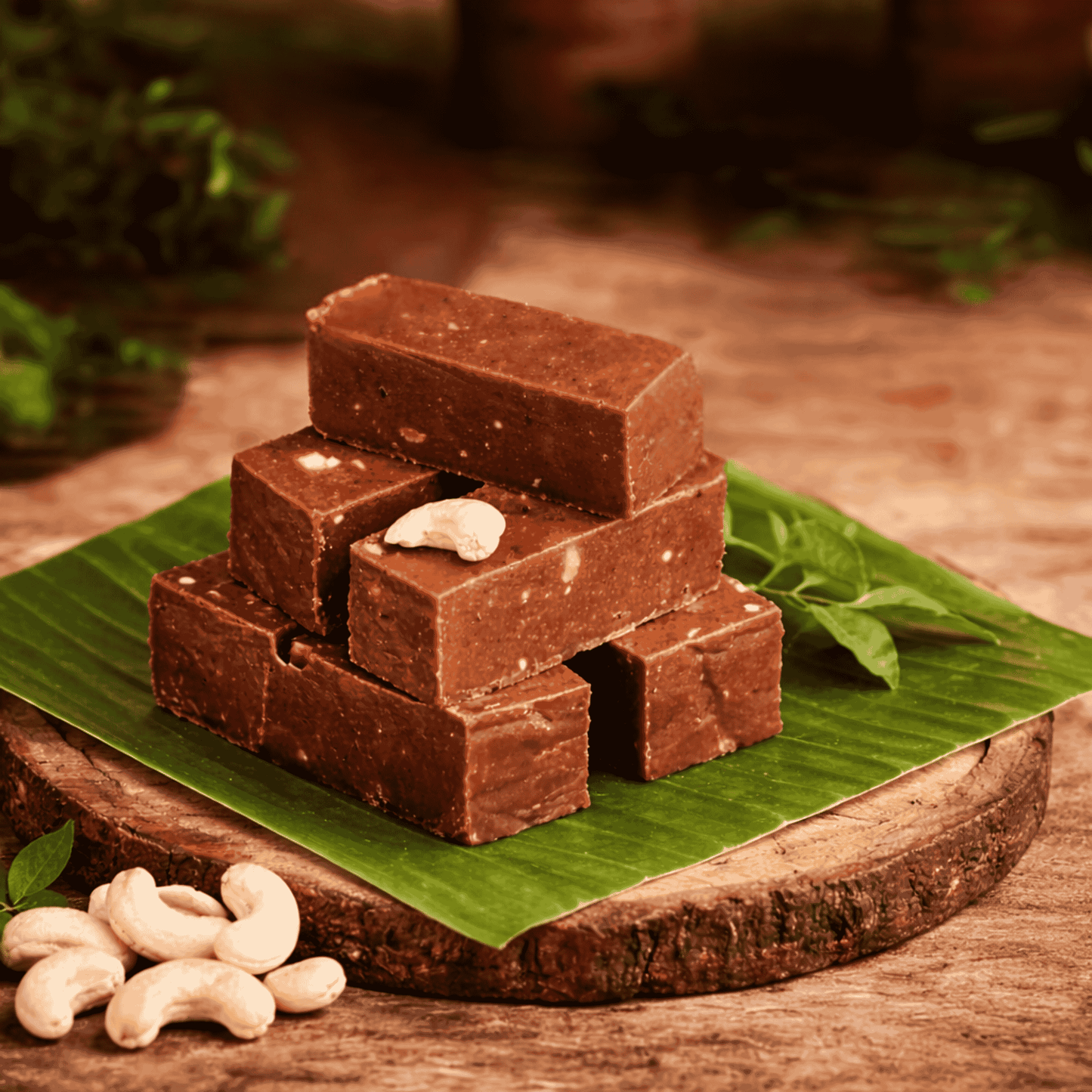 Close-up view of soft homemade Mysore Pak sweet