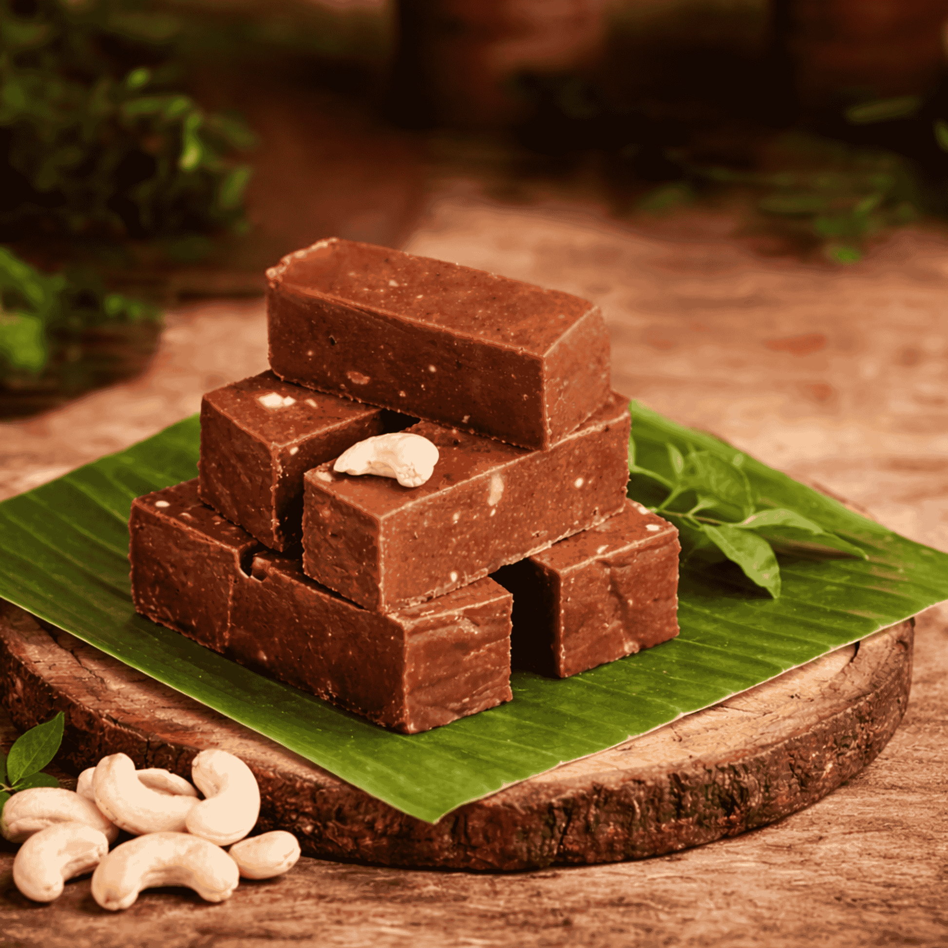 Close-up view of soft homemade Mysore Pak sweet