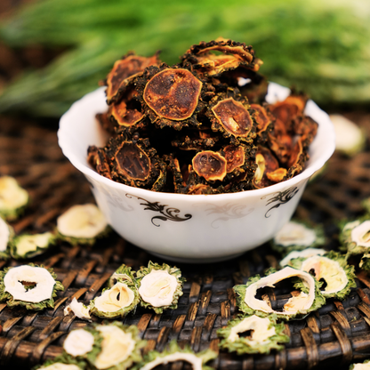 Fresh batch of organic bitter gourd chips fried in chekku groundnut oil – no refined oil snack by Dr. Renga's Solar Delights