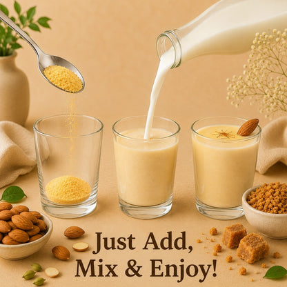 Healthy Badam Milk Mix drink powder packed in a premium jar for tasty energy-boosting milk drinks