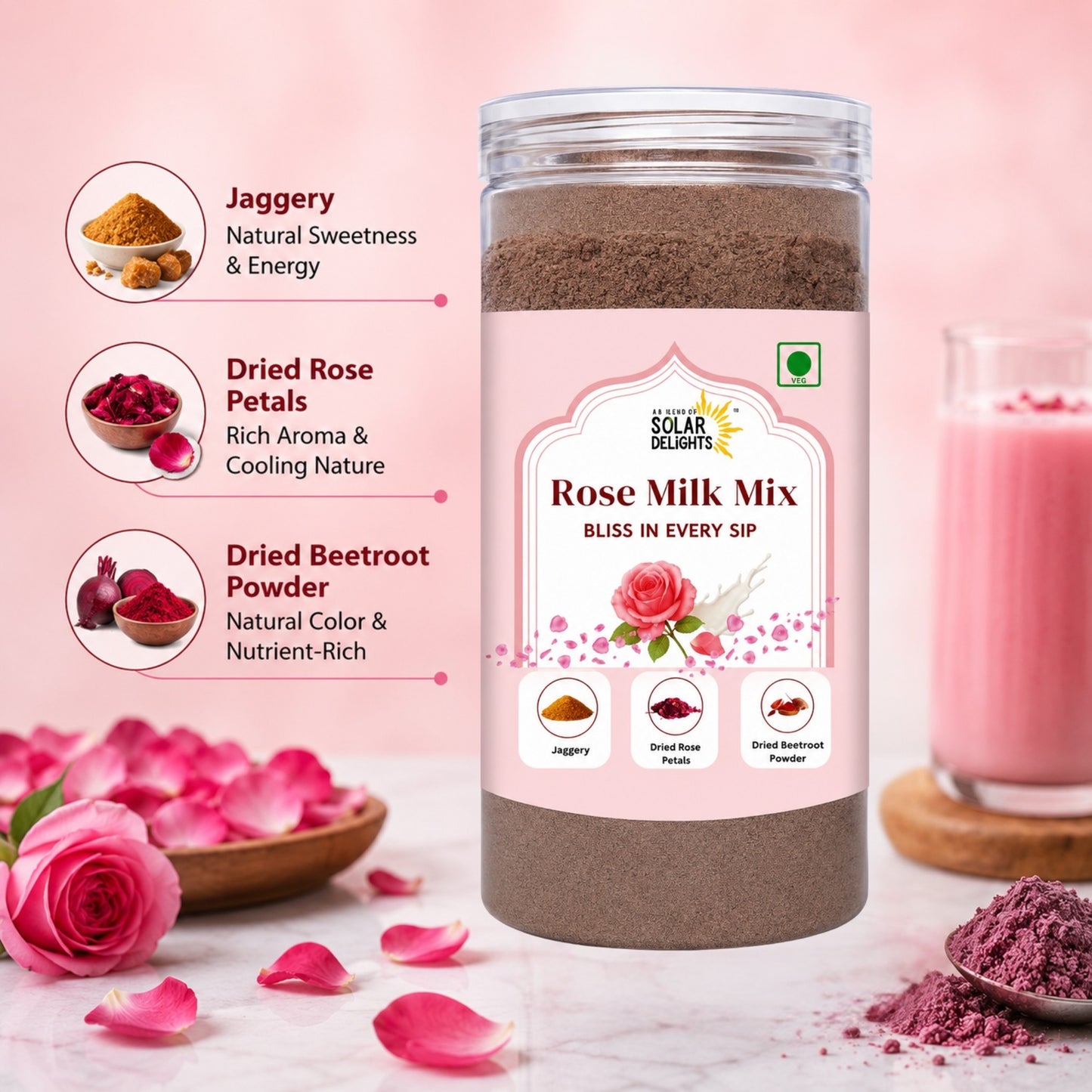 Natural Rose Milk Mix crafted with clean ingredients and traditional taste