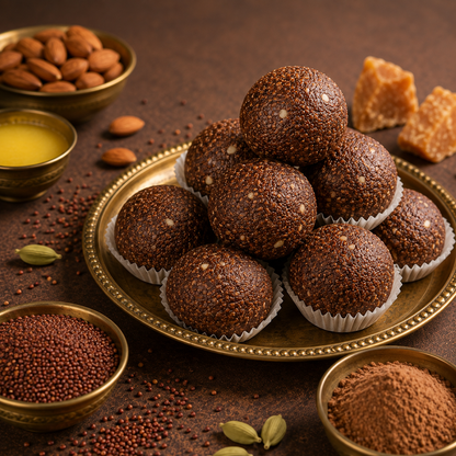 Homemade style ragi ladoo finger millet traditional Indian sweet