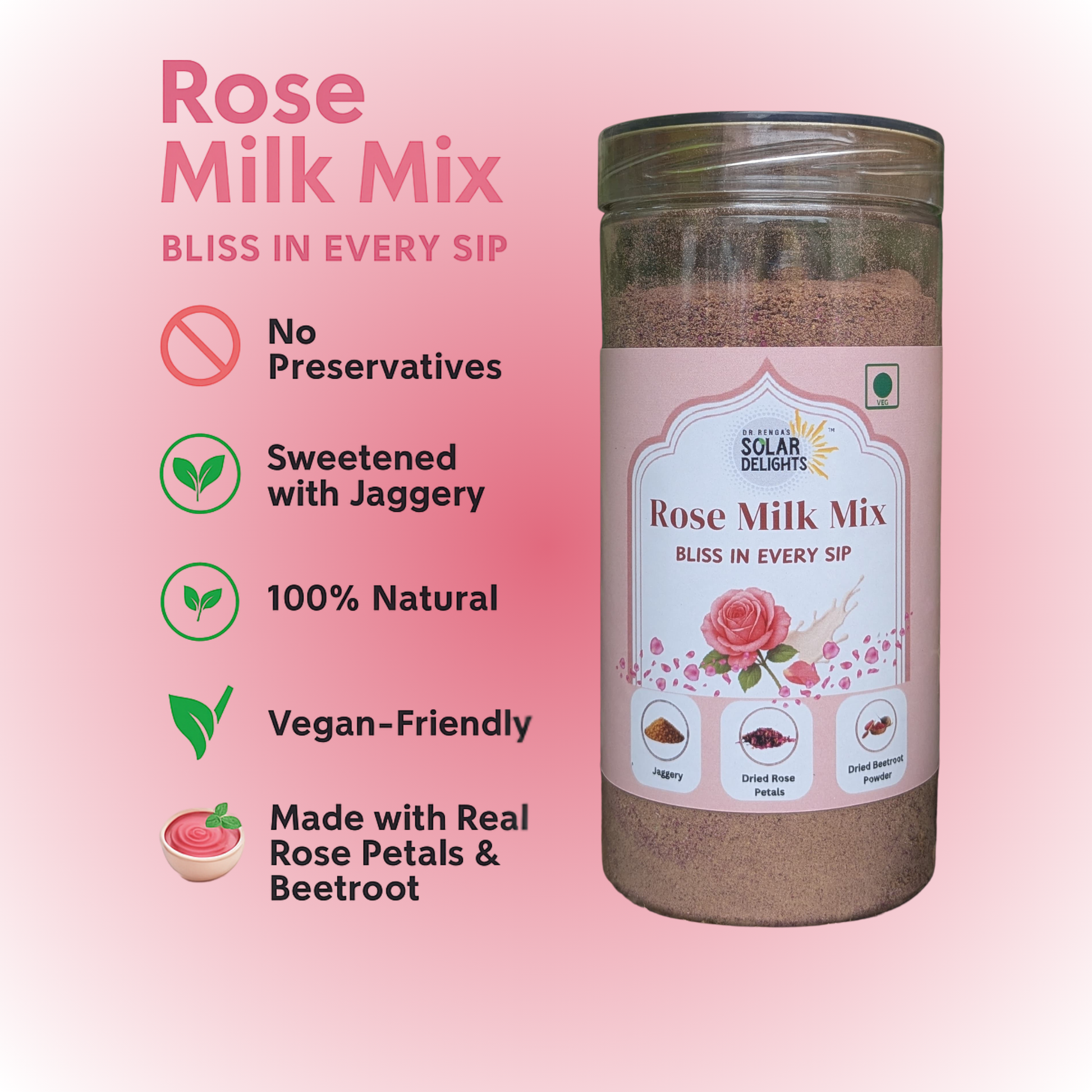 Rose milk flavored powder – natural rose milk mix for aromatic and refreshing beverages.