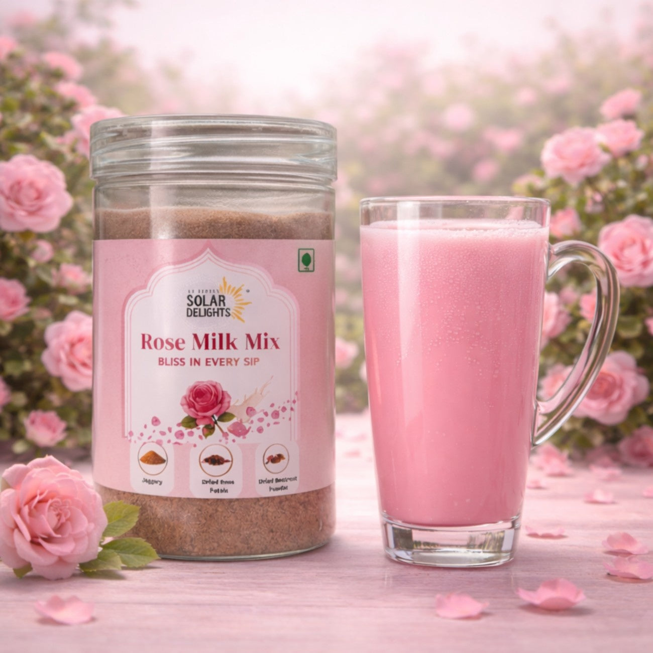 No preservatives added – natural Rose Milk Mix sweetened with pure jaggery