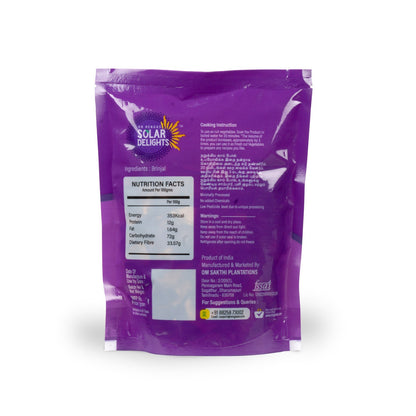Solar dried brinjal – organic dehydrated vegetables with authentic taste and high nutrition.