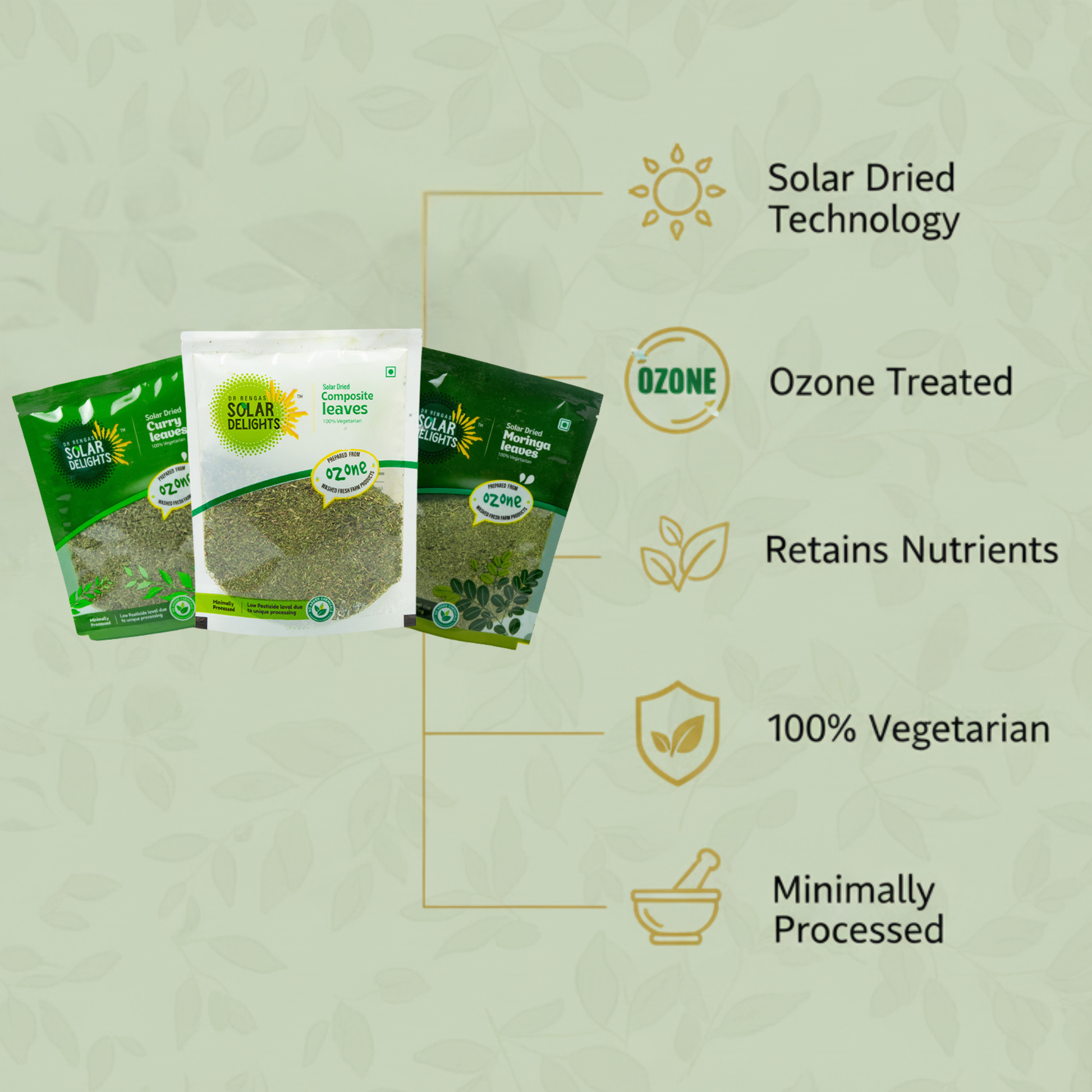 Superfood Natural Herbal Leaf Fusion packed with nutrient-dense moringa for energy, iron-rich curry leaves for immunity, and antioxidant composite herbs - chemical-free 300g wellness blend for optimal daily health