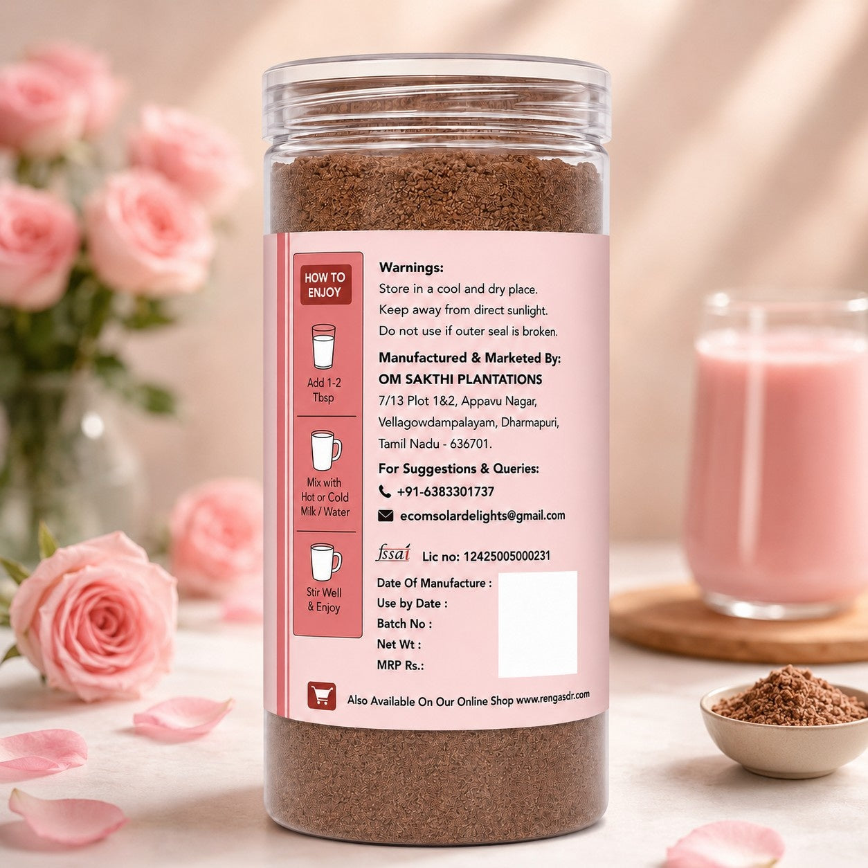 No white sugar, no chemicals – authentic jaggery-based rose milk mix